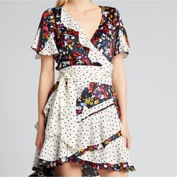 Tanya Taylor Bianka Combo Silk Wrap Dress Size 4 New with Tags - Picture 6 of 14